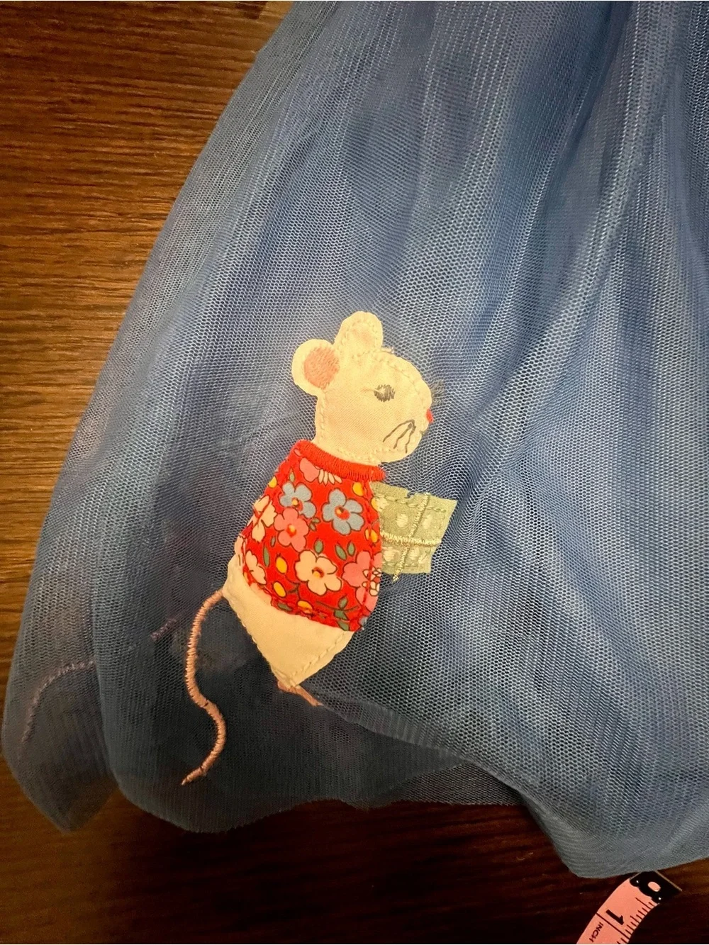 Mini Boden 7/8Y Velvet Tulle Layered Appliqué Holiday Dress Bluejay Festive Mice